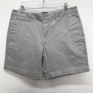 Untuckit St Vincent Shorts Men 34 Gray Chino Casual Stretch 7" Inseam Flat Front